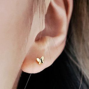 3/$30 925 Silver Gold Plated Dainty Tiny Butterfly Stud Earrings
